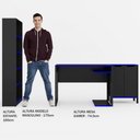 Ver imagem 5 de Quarto Gamer 3 Peças com 1 Mesa, 1 Estante para Livros e 1 Armário para Escritório Toronto Preto/Azu