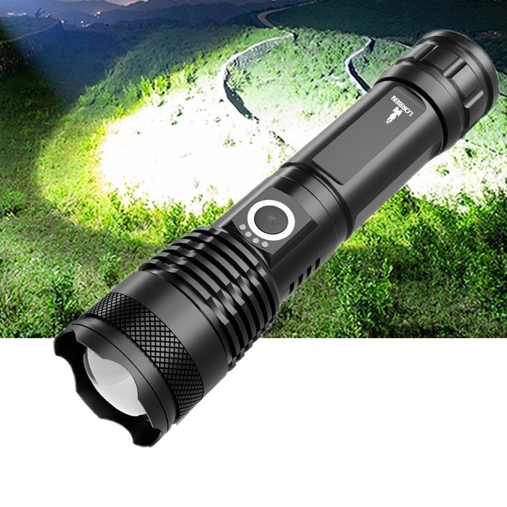 Lanterna Tática LED CREE Lorben T9 P50 Recarregável Potente 168000W Zoom 2000x - 4