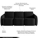 Ver imagem 3 de Sofá Cama Modulado Retrátil e Reclinável Decorativo Varsóvia 306cm Veludo Preto G33 - Gran Belo