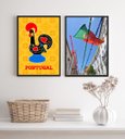 Ver imagem 2 de Kit 2 Quadros Portugal- Galo Barcelos e Bandeira 33x24cm - com Vidro:madeira Branca