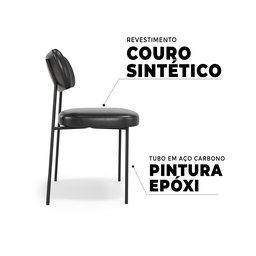 Kit 02 Cadeiras para Sala de Jantar Mila Couríssimo Preto - Mobili - 7