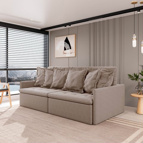 Sofá Retrátil e Reclinável 4 Lugares 260cm Dália CabeCasa MadeiraOriginals