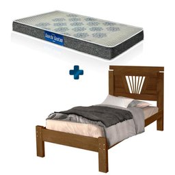 Cama Madeira Maciça Rustica Solteiro Imbuia Atraente Com Colchão Probel D20 - 1