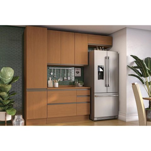 Kit Cozinha Modulada 5 Peças Maxxi (2aéreos+1balcão+1paneleiro+1complemento) C5p117 Canela -