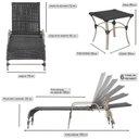Ver imagem 3 de Kit 2 Espreguiçadeiras Corda Náutica e Mesa Garden em Alumínio para Piscina Edícula Catar Preto