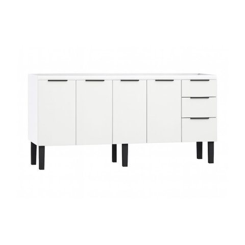 Gabinete de Cozinha 174cm Armário Aço 4 Portas e 3 Gavetas:Branco