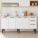 Ver imagem 2 de Gabinete de Cozinha 174cm Armário Aço 4 Portas e 3 Gavetas:Branco