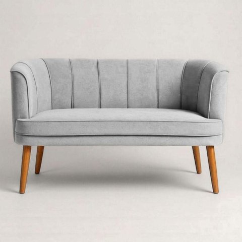 Sofá Italia 2 Lugares 125cm Cinza Veludo Estrutura Madeira Assento 14cm