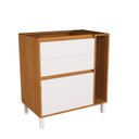 Ver imagem 1 de Balcão 80cm 3 Gavetas com Toalheiro Cozinha Milão Branco/Ártico/Freijó Rocks