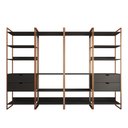 Ver imagem 3 de Guarda Roupa Aberto Industrial Casal Modulado Completo Preto Cabideiro com Gavetas Base Cobre
