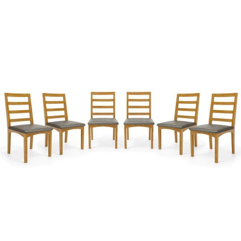 Kit com 6 Cadeiras Cecília Madeira Maciça Assentos Estofados para Mesa de Jantar Veludo Chumbo 109