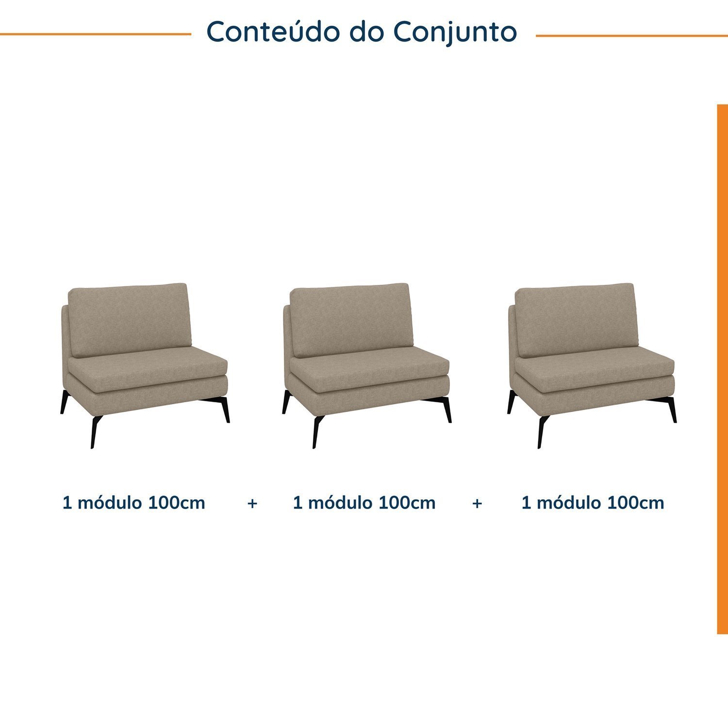 Sofá Modular 3 Lugares 300cm Calla Cabecasa Madeiramadeira - 2