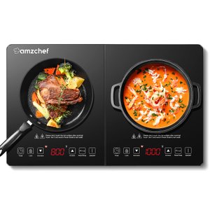 Amzchef Induction Cooktop 2 Zonas com 1800w, Touch e Temporizador