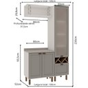 Ver imagem 3 de Conjunto de Banheiro Modulado 100% MDF Americano 3 Peças com Armário de Vidro Iluminata Cinza/Branco