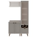 Ver imagem 2 de Conjunto de Banheiro Modulado 100% MDF Americano 3 Peças com Armário de Vidro Iluminata Cinza/Branco