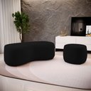 Ver imagem 2 de Conjunto 02 Puffs Decorativos Living Aisha Orgânico Suede Preto - Desk Design