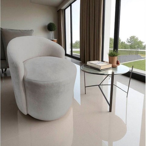 Poltrona Decorativa Yara Orgânica Bouclé Cinza Claro