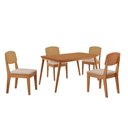 Ver imagem 2 de Mesa de Jantar Copper 120cm Tampo Mdf Laminado 4 Cadeiras Veludo Creme/naturalle/naturalle