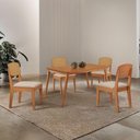 Ver imagem 1 de Mesa de Jantar Copper 120cm Tampo Mdf Laminado 4 Cadeiras Veludo Creme/naturalle/naturalle