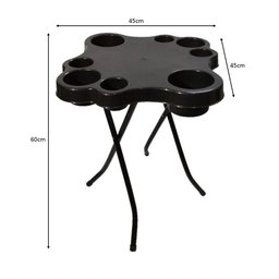 Mesa Petisqueira Dobrável para Copos e Garrafas Pés de Ferro Preto - 3