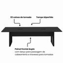 Ver imagem 4 de Mesa de Reunião Retangular 2,70 m X 0,90 m Tampo Bipartido Pés Quadro e 2 Caixas de Tomadas