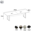 Ver imagem 3 de Mesa de Reunião Retangular 2,70 m X 0,90 m Tampo Bipartido Pés Quadro e 2 Caixas de Tomadas