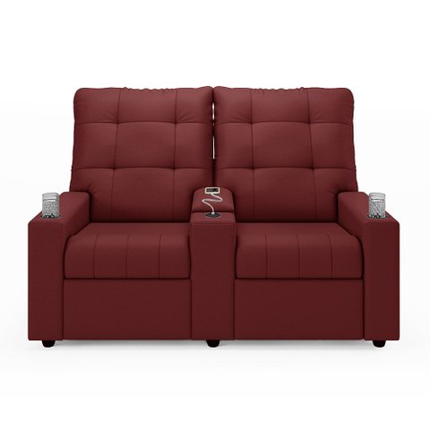 Poltrona do Papai Reclinável Sala de Cinema Movie 2 Lugares Manual Baú USB PU Vermelho G23 Gran Belo