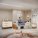 Ver imagem 7 de Quarto Infantil 3 Peças Crescer com Cama Mesa de Cabeceira e Cômoda Argila e Jequetiba Kappesberg
