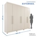 Ver imagem 4 de Guarda-Roupa Casal 6 Portas 3 Gavetas Roma Espresso Móveis Branco/Off Arenas