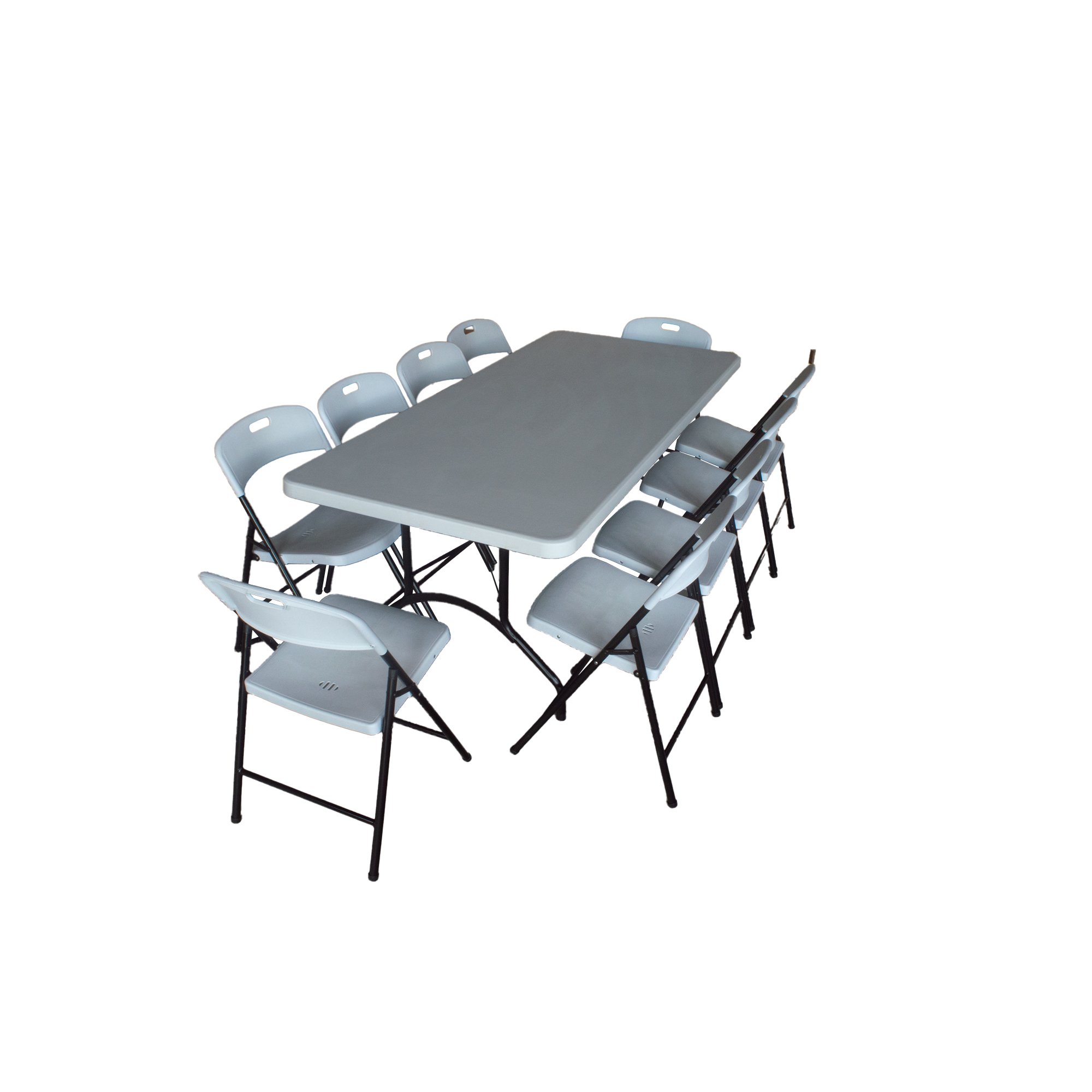 Conjunto para Refeitório Dobrável Polietileno Mesa + 10 Cadeiras - 1