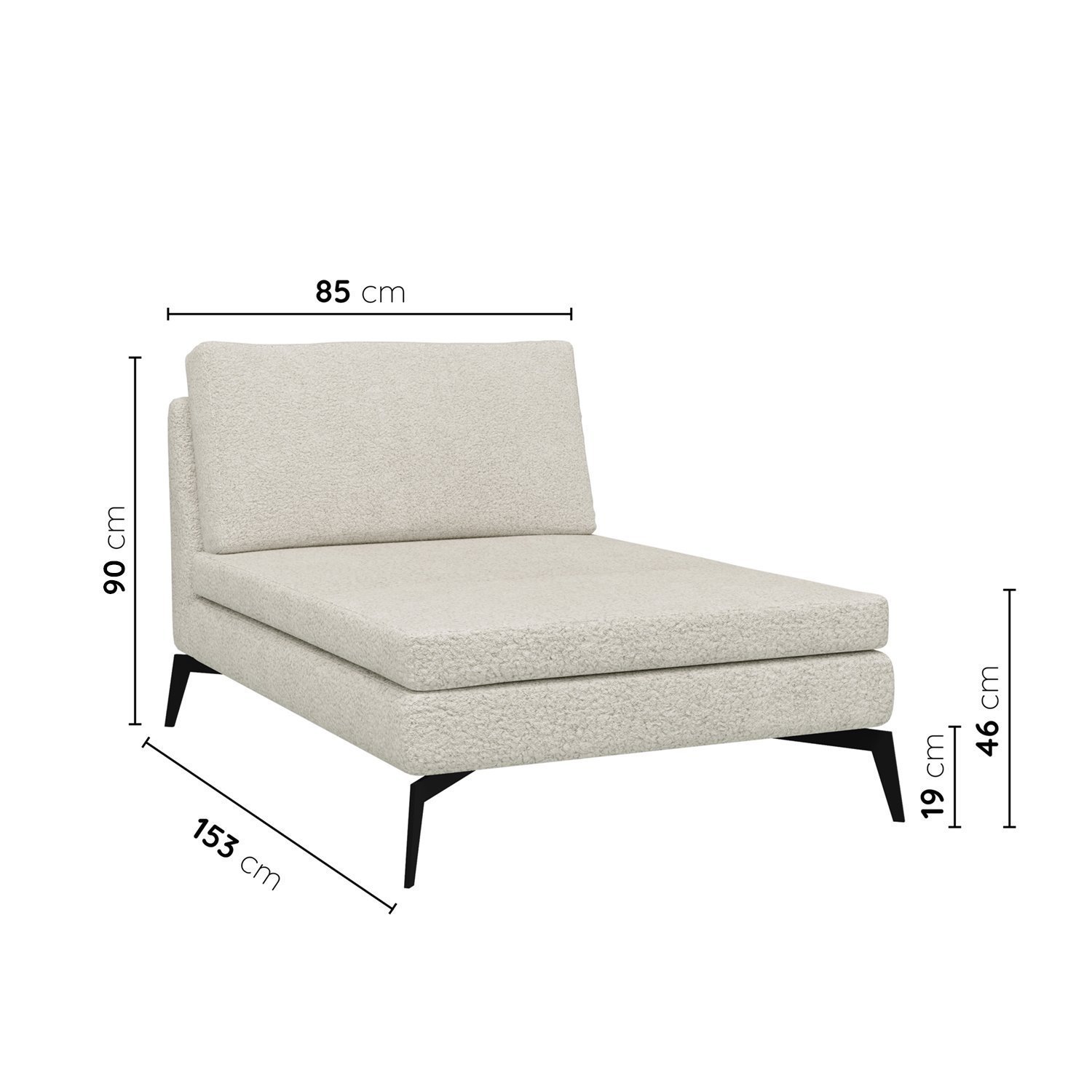 Sofá Chaise sem Braço 85cm Calla Cabecasa Madeiramadeira - 2