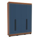 Ver imagem 2 de Roupeiro Solteiro Valência 4 Portas 4 Gavetas 161x214cm Freijó/Azul 240833