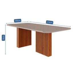 Conjunto de Mesa de Jantar Tampo de Vidro Off White Ester 2,10 com e 8 Cadeiras Clarice Cinamomo/ - 7
