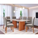Ver imagem 2 de Conjunto de Mesa de Jantar Tampo de Vidro Off White Ester 2,10 com e 8 Cadeiras Clarice Cinamomo/