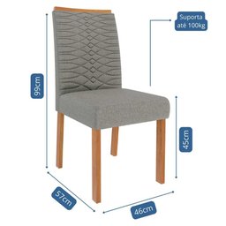 Conjunto de Mesa de Jantar Tampo de Vidro Off White Ester 2,10 com e 8 Cadeiras Clarice Cinamomo/ - 8