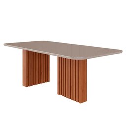 Conjunto de Mesa de Jantar Tampo de Vidro Off White Ester 2,10 com e 8 Cadeiras Clarice Cinamomo/ - 3