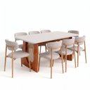 Ver imagem 3 de Conjunto de Jantar Mesa Tali 210cm e 8 Cadeiras Ema CabeCasa MadeiraOriginals Off White/Prata