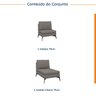 Sofá Modular 2 Lugares com Chaise 150cm Calla CabeCasa MadeiraOriginals - 2