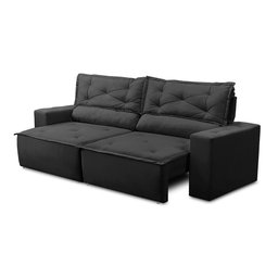 Sofá Retrátil e Reclinável 2 lugares com Molas 1,50m Livia Suede Preto Adonai Estofados - 6