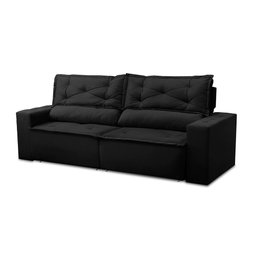 Sofá Retrátil e Reclinável 2 lugares com Molas 1,50m Livia Suede Preto Adonai Estofados - 5