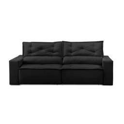 Sofá Retrátil e Reclinável 2 lugares com Molas 1,50m Livia Suede Preto Adonai Estofados - 4