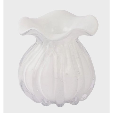 Vaso de Vidro Tipo Murano Branco 11 X 11,5 Cm Casa Del Grande
