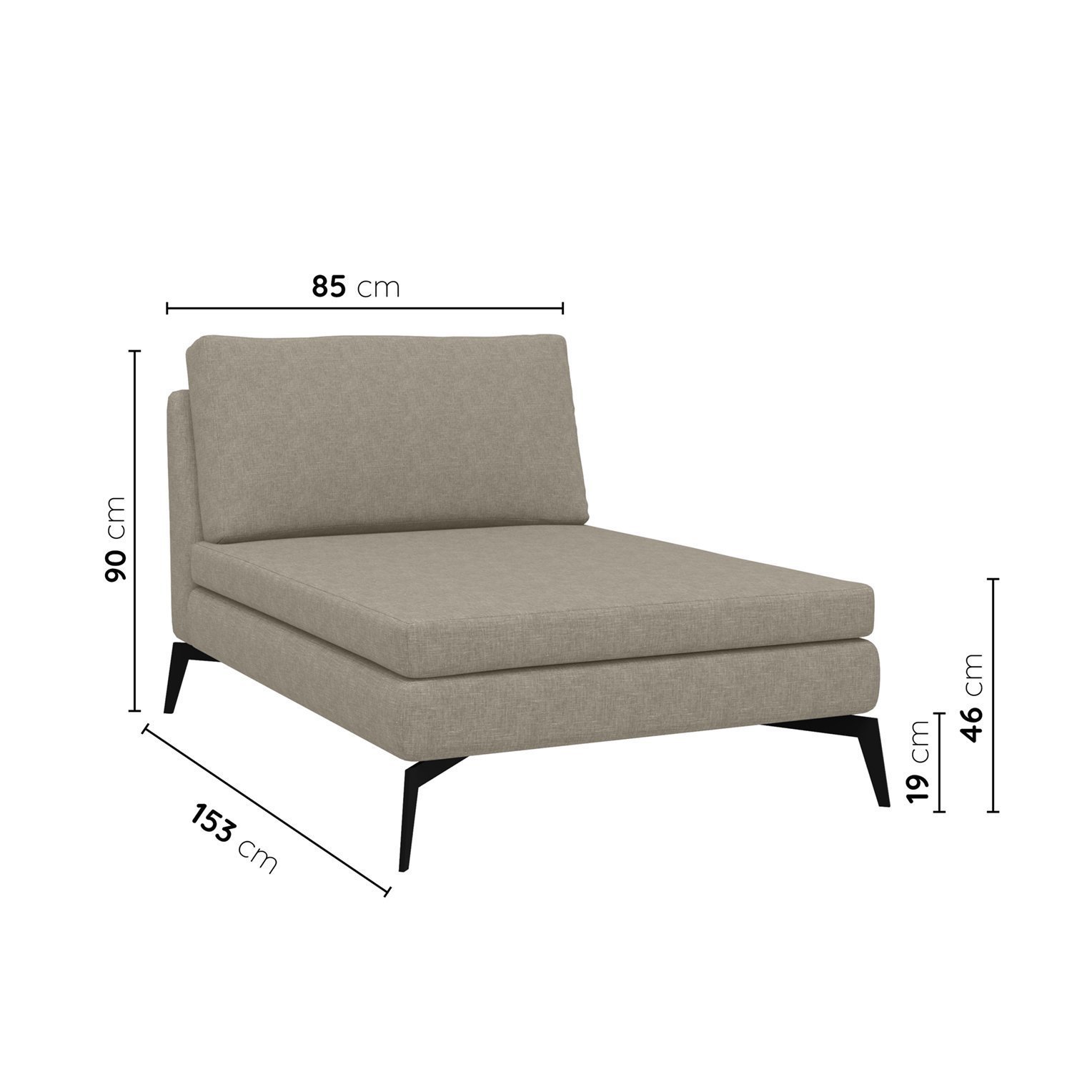 Sofá Modular 2 Lugares com Chaise 170cm Calla Cabecasa Madeiramadeira - 3