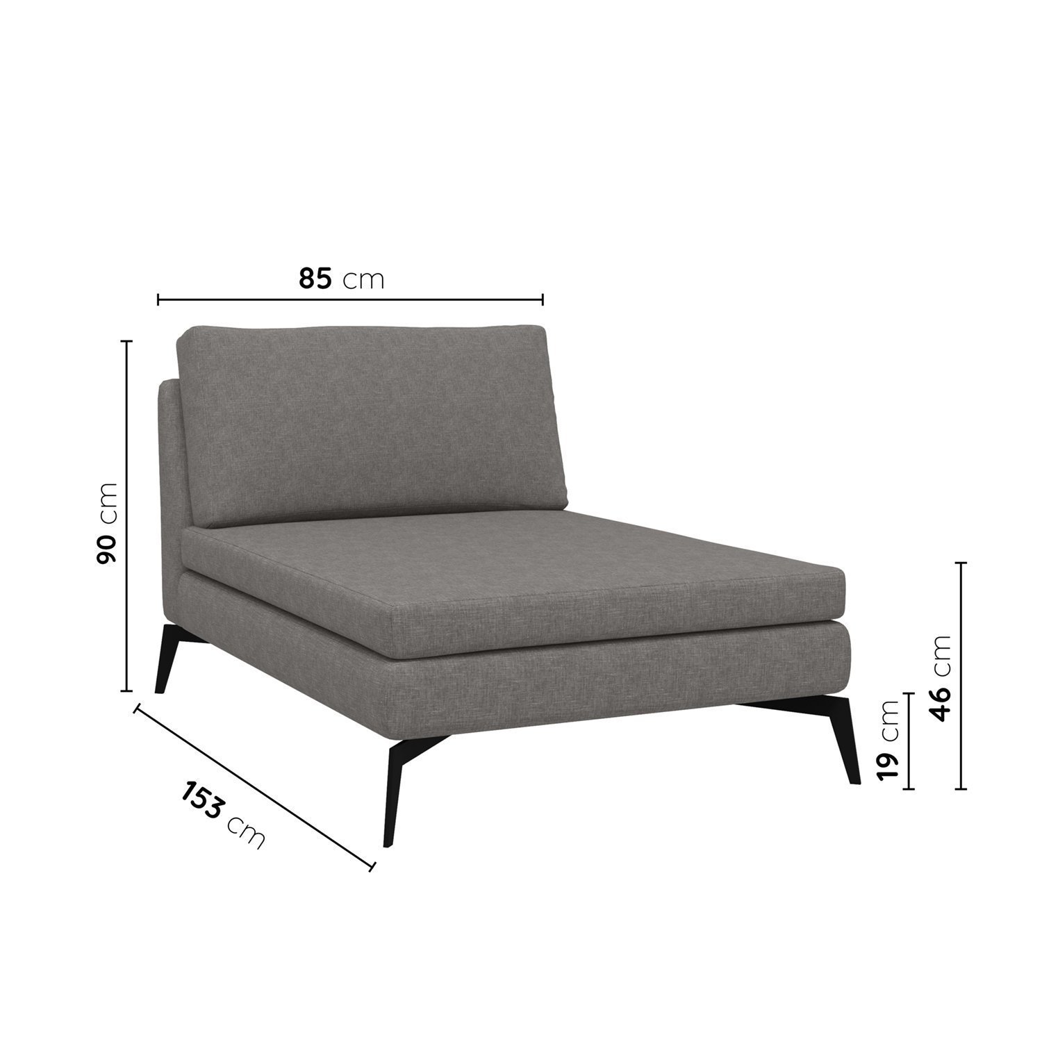 Sofá Modular 2 Lugares com Chaise 170cm Calla Cabecasa Madeiramadeira - 3