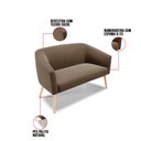 Ver imagem 5 de Kit 01 Namoradeira 02 Lugares e 01 Poltrona Stella Suede Marrom Pés Palito Natural - D’Rossi