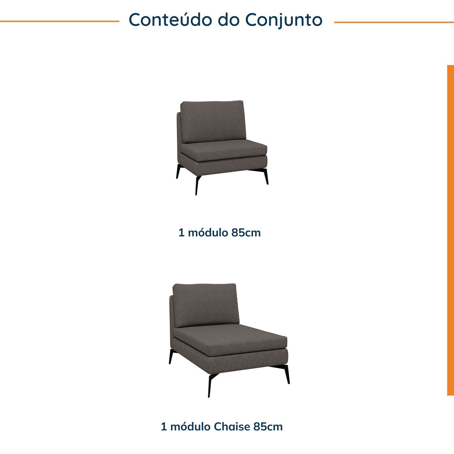 Sofá Modular 2 Lugares com Chaise 170cm Calla Cabecasa Madeiramadeira - 2