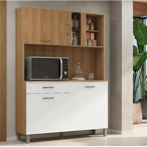 Kit Cozinha Toscana Completa com Armários Estantes e Nichos para Utensílios e Eletrodomésticos