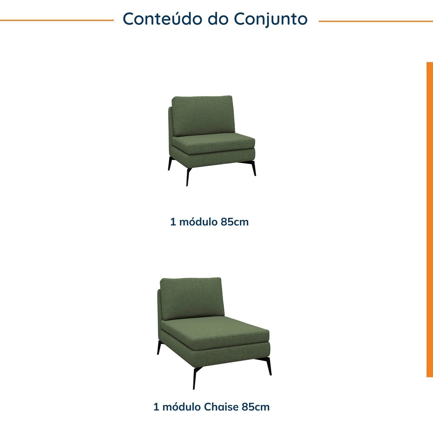 Sofá Modular 2 Lugares com Chaise 170cm Calla Cabecasa Madeiramadeira - 2