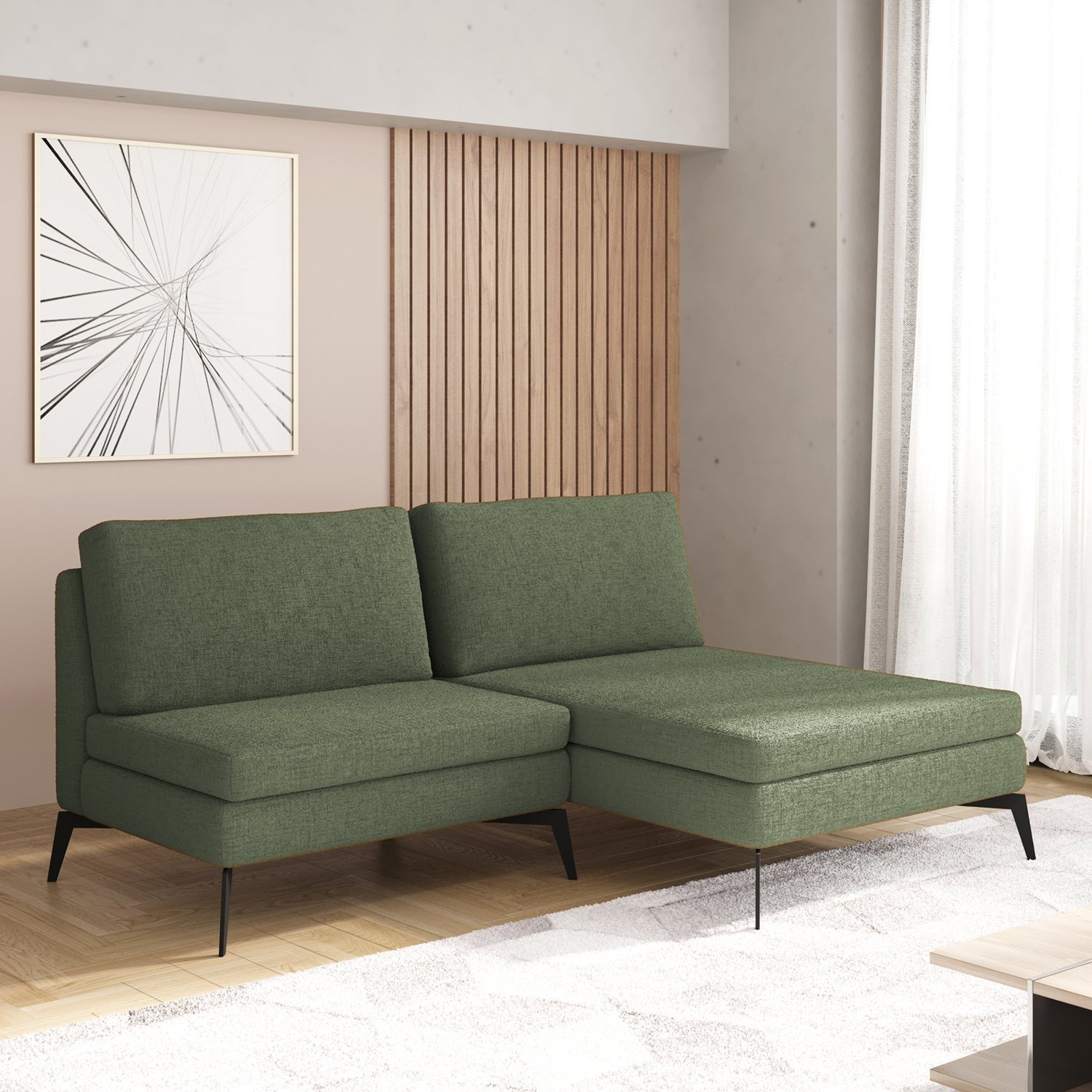 Sofá Modular 2 Lugares com Chaise 170cm Calla Cabecasa Madeiramadeira - 1