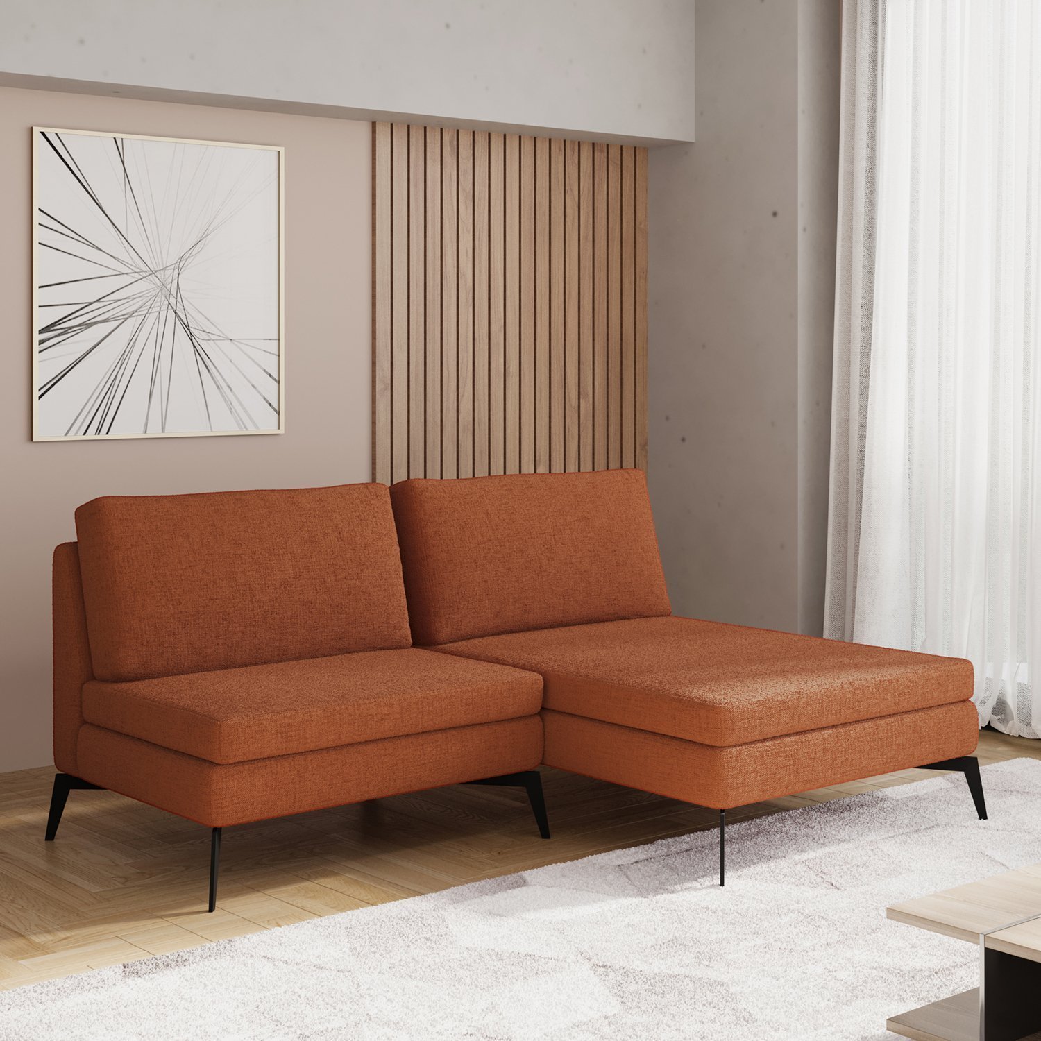 Sofá Modular 2 Lugares com Chaise 170cm Calla Cabecasa Madeiramadeira